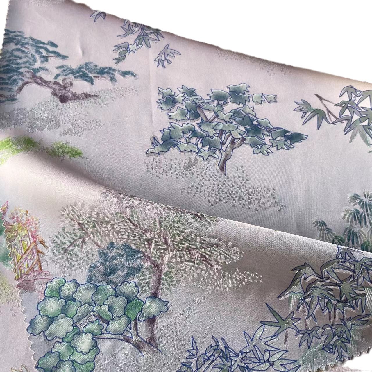 National Style Mountain Constress Abyss Heavy Rayon Fragrant Cloud Yarn Fabric Rayon Jacquard Two-Color Cheongsam Dress Fabric