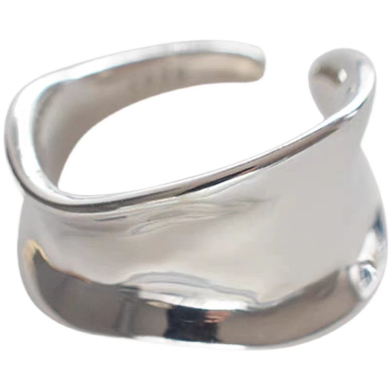 Non-shy Thai silver irregular high-grade glossy ring simple cold style open female adjustable alloy ring wholesale