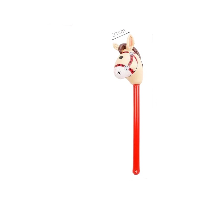Cross-border Cartoon Inflatable Stick Horse Head Stick Kindergarten Game Performance Stage Props Horse Head Stick Children's Photography Toys