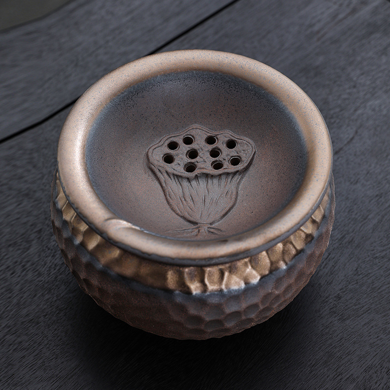 Ретро грубая керамика для хранения чайных остатков, водяная чаша, ведро для сточных вод, мусорное ведро, разделение сухих и влажных отходов с фильтром, двойной слой