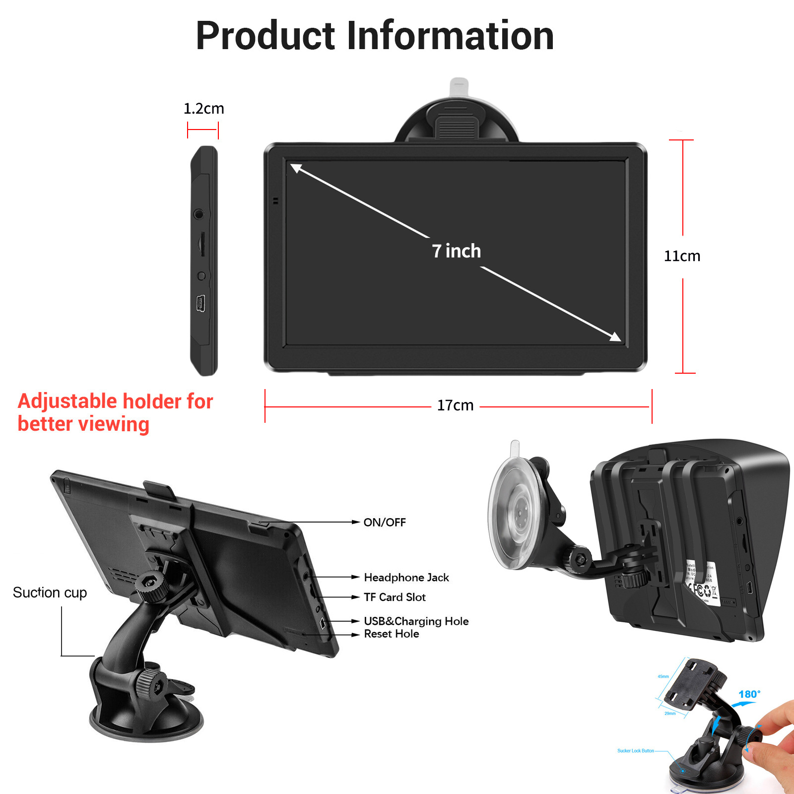 Cross-border foreign trade e-commerce portable 7-inch car GPS navigator truck universal navigation car North American sunshade