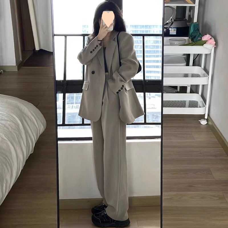 Grey Suit Jacket Women's 2024 Spring and Autumn New All-match Korean Style Loose Small Suit suit Top