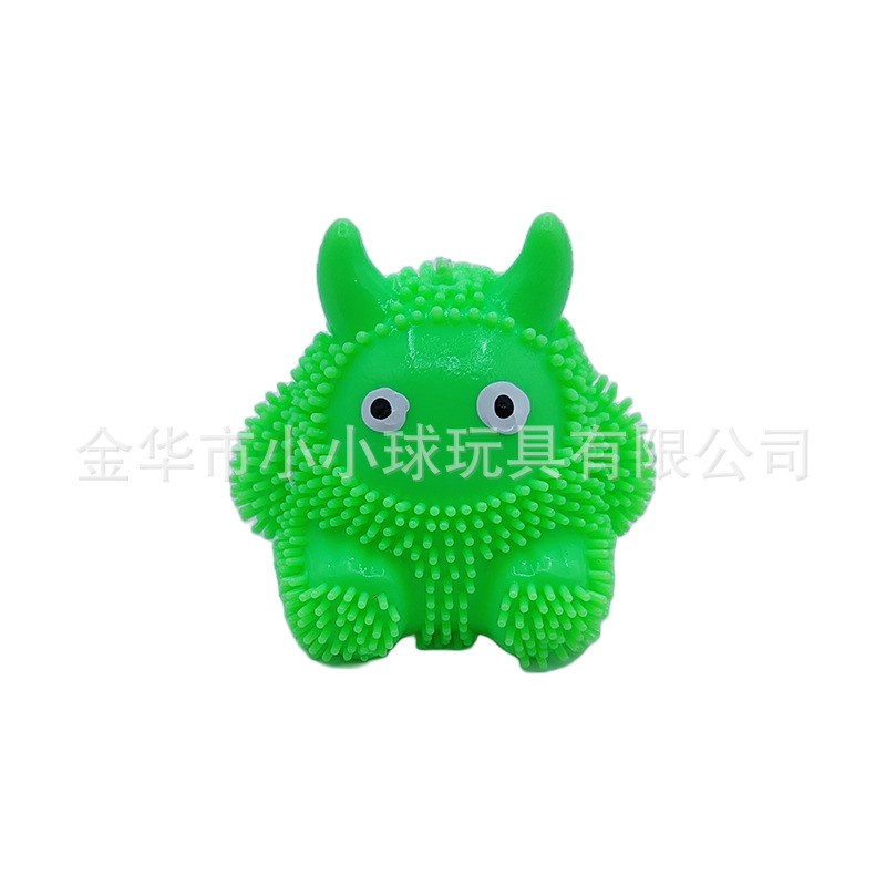New soft rubber TPR light-emitting small monster fur ball children's decompression vent pinch animal air ball