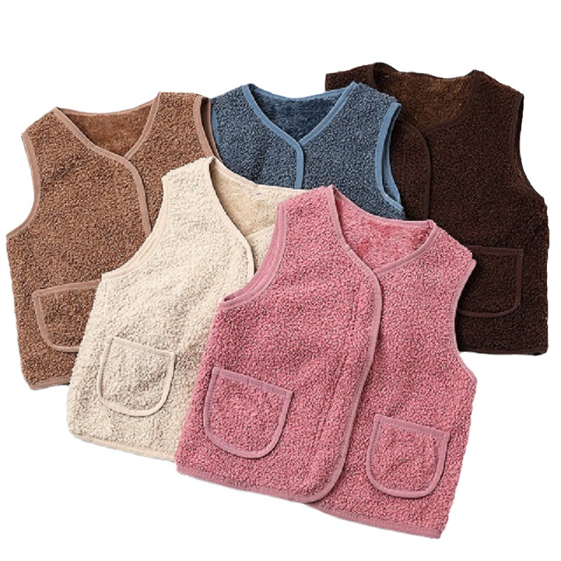 Spring, Autumn and Winter Kidsren's Cashmere Vests for Boys and Girls, Warm Vests for Babies, Category a Fleece-Lined Kidsren's Clothing