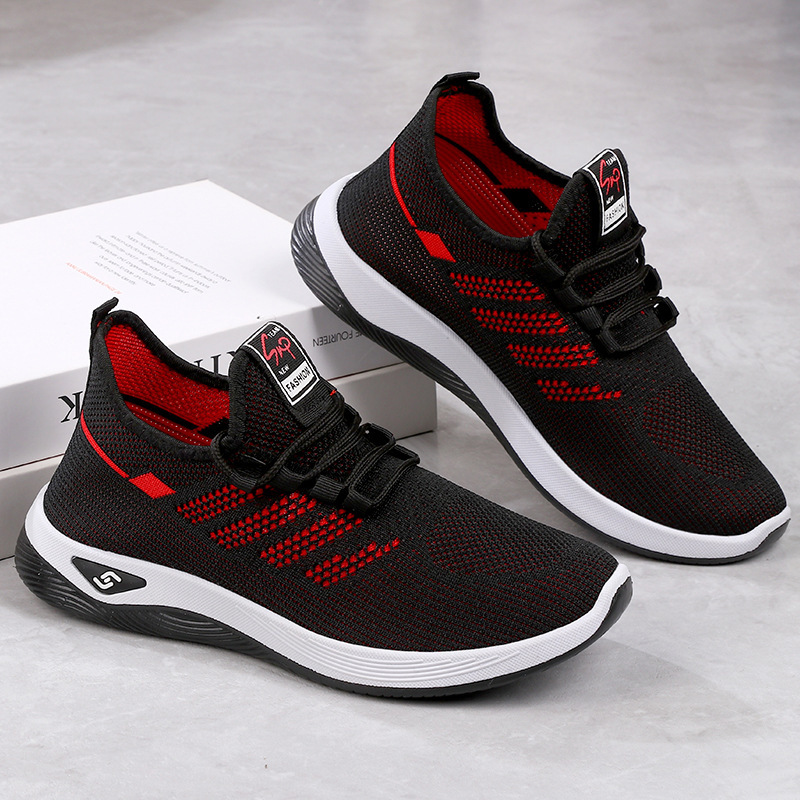 Men's and women's walking shoes fly woven soft surface casual shoes for the elderly father elder practical mother shoes