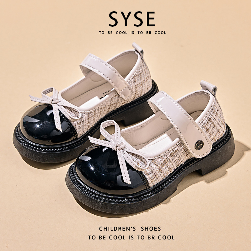 Girls Small Leather Shoes 2025 Spring and Autumn New Soft Sole Western Style Chanel Style Princess Shoes Simple Comfortable All-match Casual Shoes