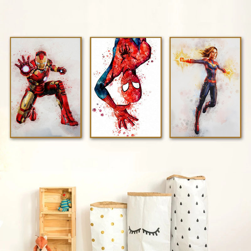 Marvel Universe Superhero Spider-Man Hulk Hulk Poster Hanging Painting Living Room Bedroom Canvas Decorative Painting Core
