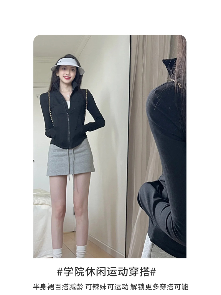 Gray Skirt Women's 2025 New Summer Sports Skirt Skirt Casual suit A- line Skirt Wei Skirt
