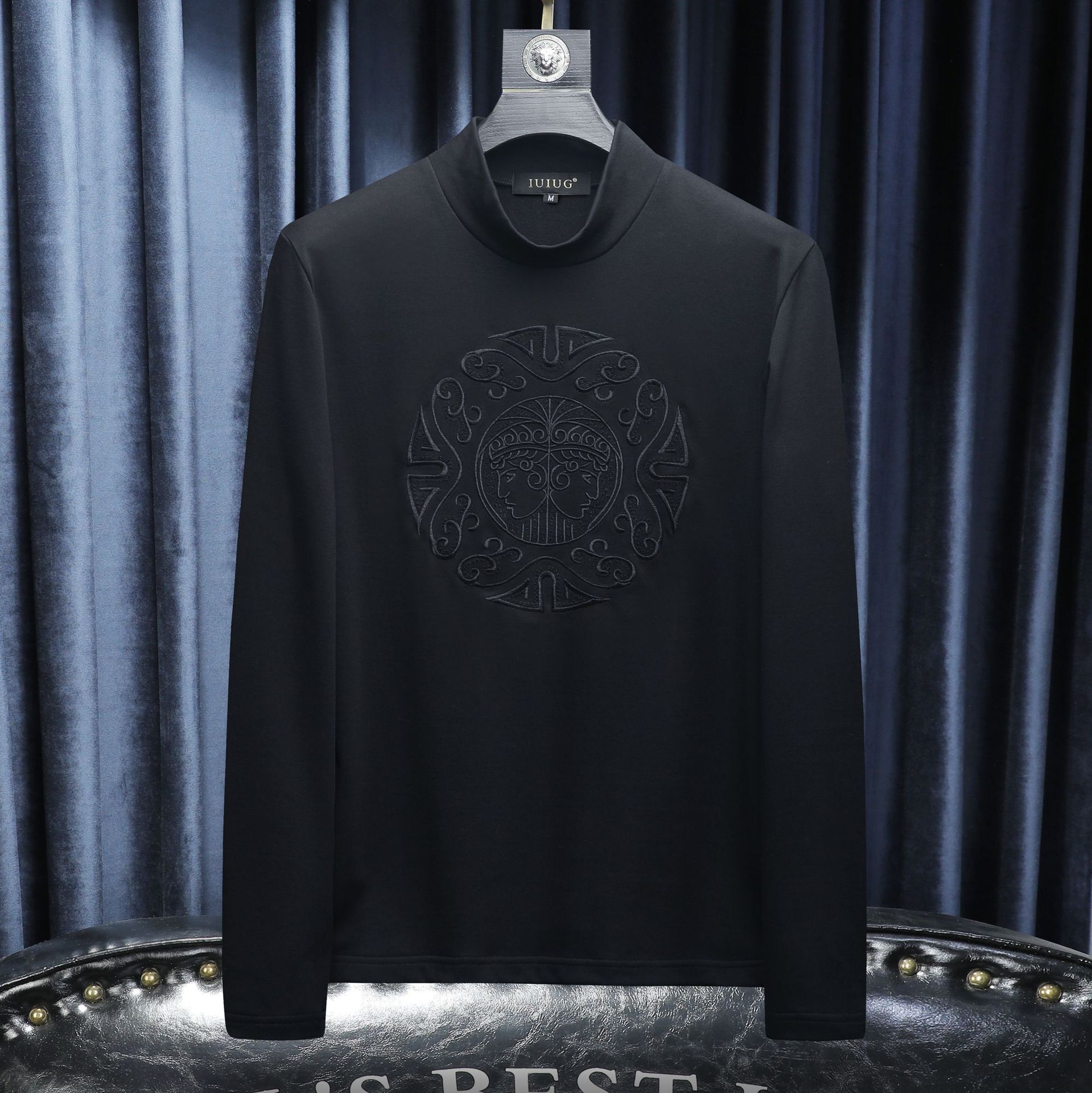 Мужская осенне-зимняя новая доступная роскошная качественная полуторка с флисовой подкладкой, утолщённая нижняя футболка с вышивкой