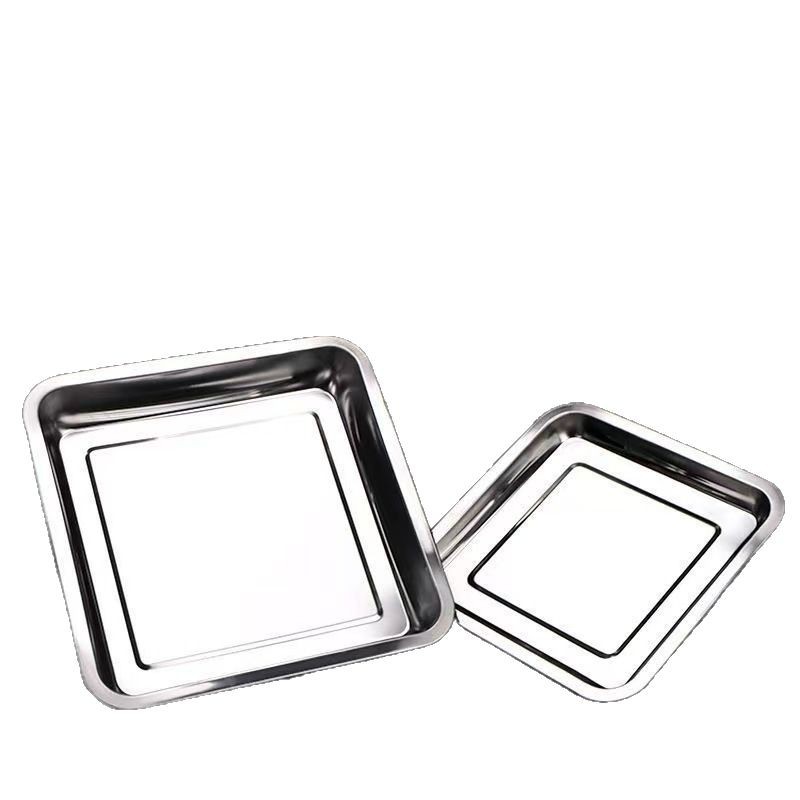 Huang Zehuang Stainless Steel Square Plate Rice Plate Kitchen Dish Steaming Rice Plate Barbecue Plate Tray Dinner Plate Fruit Plate