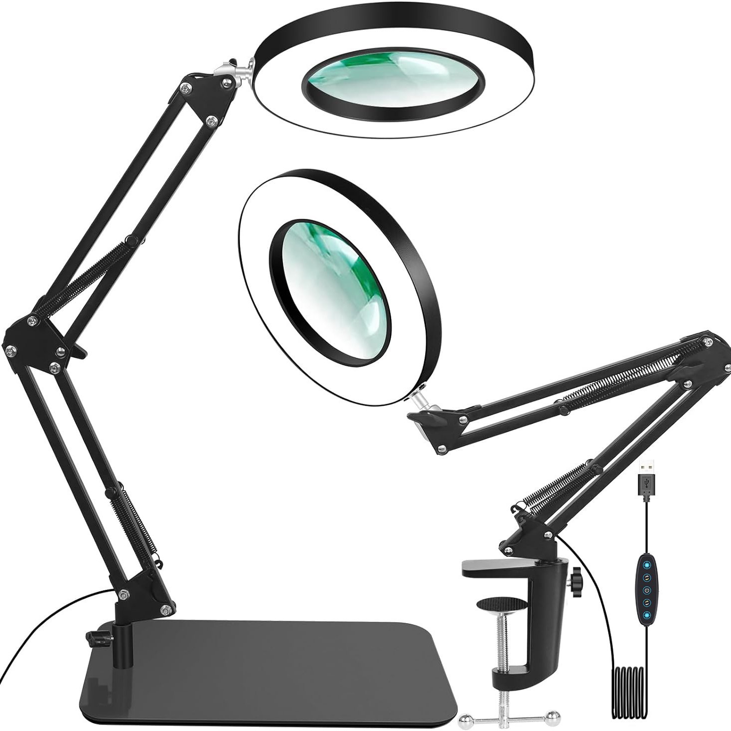 Cross-Border Supply 6inch Desktop Ring Magnifying Glass Table Lamp 5-Tone Light Eyebrow Tattoo Embroidery Manicure Eye Protection Work Lamp