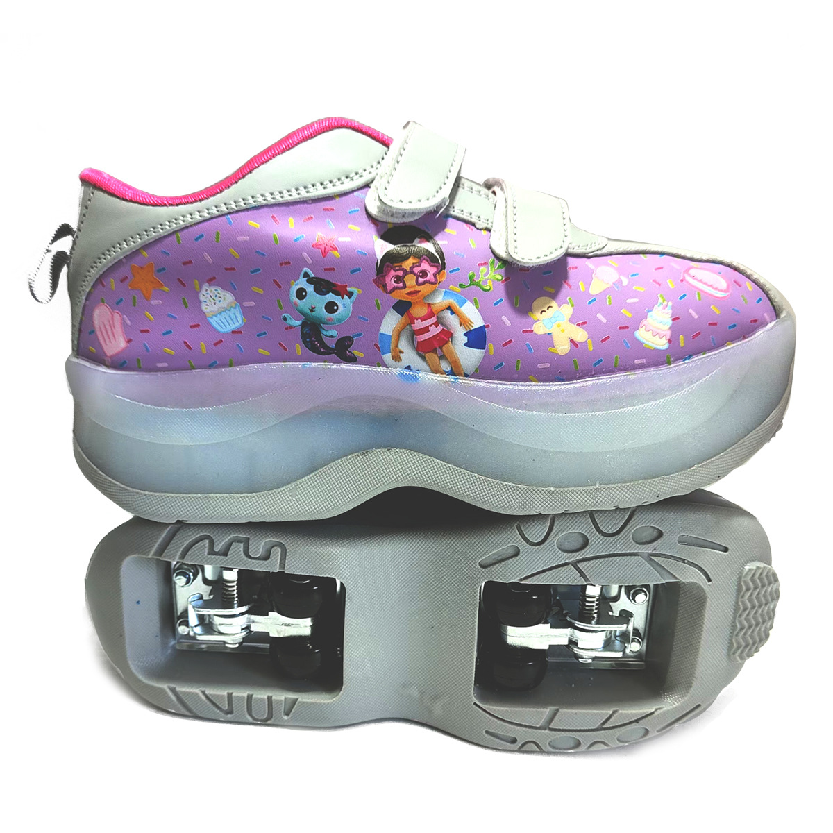 Children's Unisex Roller Skating Speed Skating Four-Wheel Automatic Flying Shoes, Velcro Fashion Trendy Toy Shoes