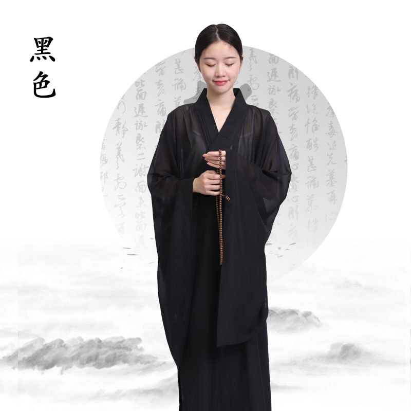 Haiqing Jushi Suit Women's Spring, Summer, Autumn and Winter Thin Transparent Haiqing Meditation Suit Long Shirt Brown Black Yellow