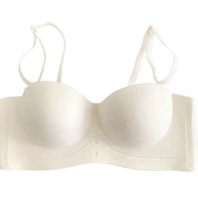 Half cup seamless strap bra beautiful back without steel ring gathered tube top women's adjustable sexy detachable shoulder strap underwear