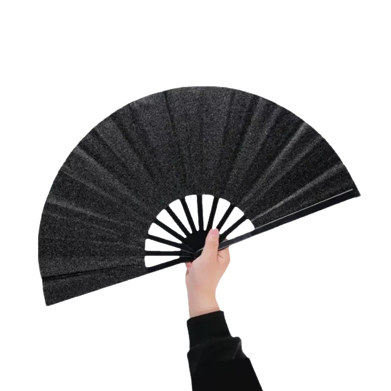 Fan Plastic Glitter Powder Solid Color Kung Fu Fan Martial Arts Fan Dance Fan Folding Classical Performance Fan Amazon Explosions