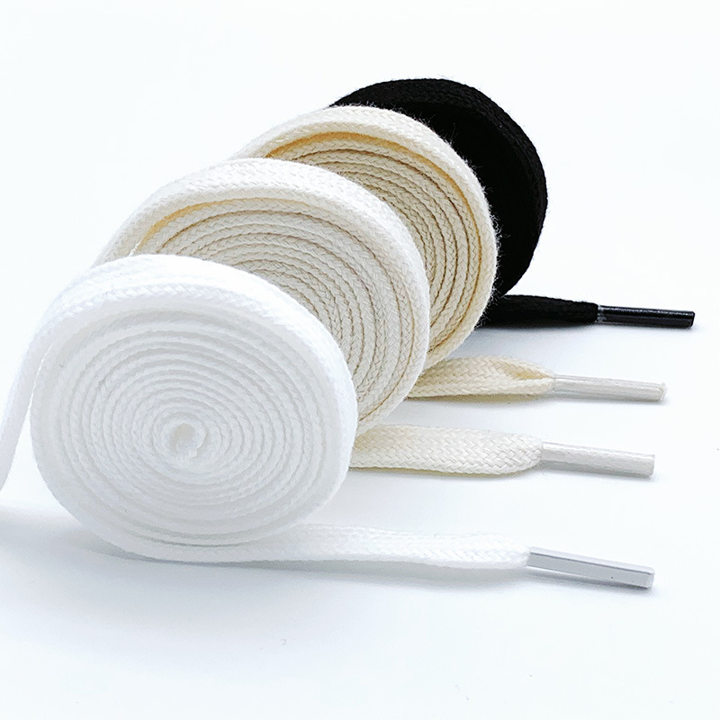 Small white shoes shoelace rope white cotton shoelace men and women pure white flat shell head Sports canvas shoes rice white shoelace