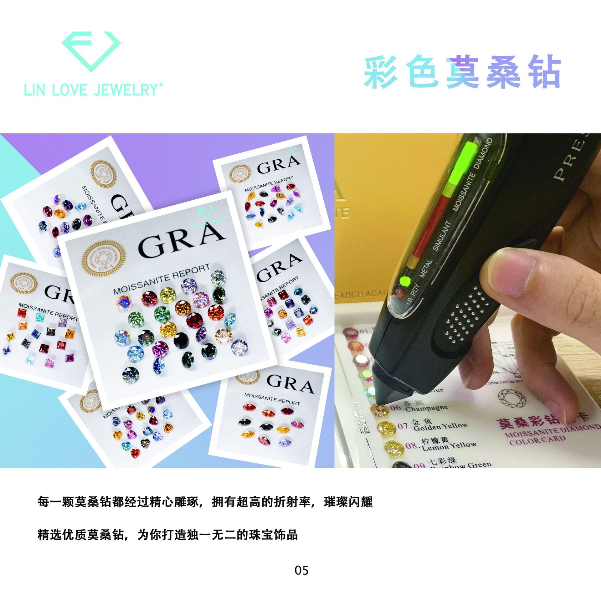 D Color Ultra-White Genuine Round Moissanite Moissanite Carat Round Eight Hearts and Eight Arrows 3Ex Cut Vvs1