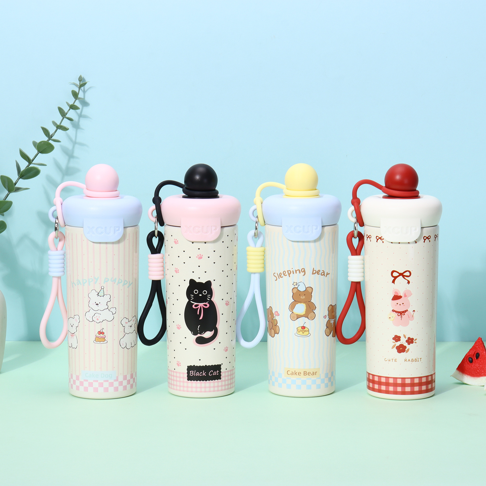 Термос-кубок из нержавеющей стали 316 с плавающим шариком, новый мультяшный цветочный кубок с трубочкой