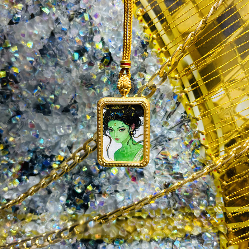 2 × 3 Half Hand-painted Gold Color Gold Wealth Black Wealth Nine Tail Zakiram Pendant Box Gawu Box Thangka Factory