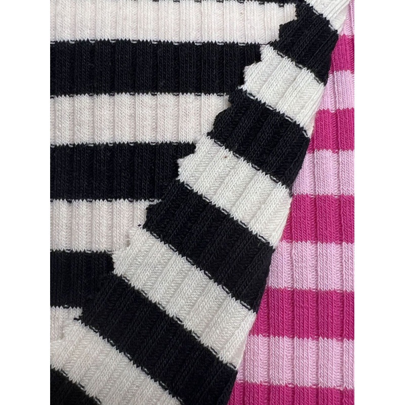 4*3 rib pit stripes 200g stretch knitted yarn-dyed cotton T-shirt, children's fashion fabric