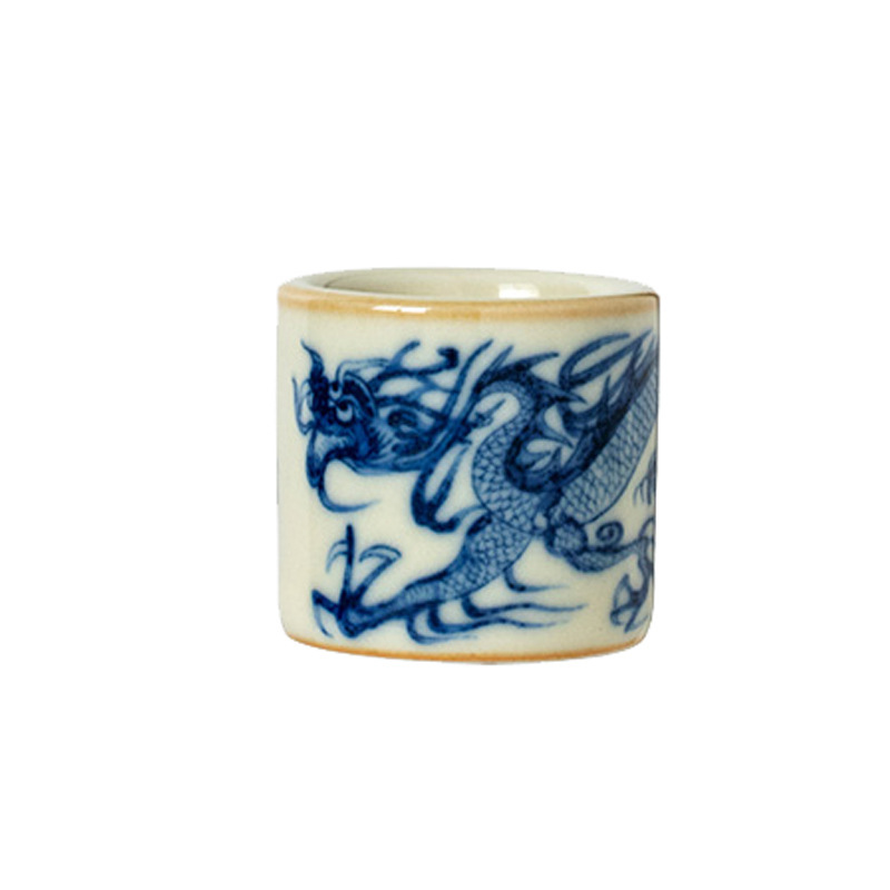 beige ru kiln yuan blue and white dragon pattern wrench cover cover cover creative kung fu tea set tea ceremony accessories tea leakage storage rack