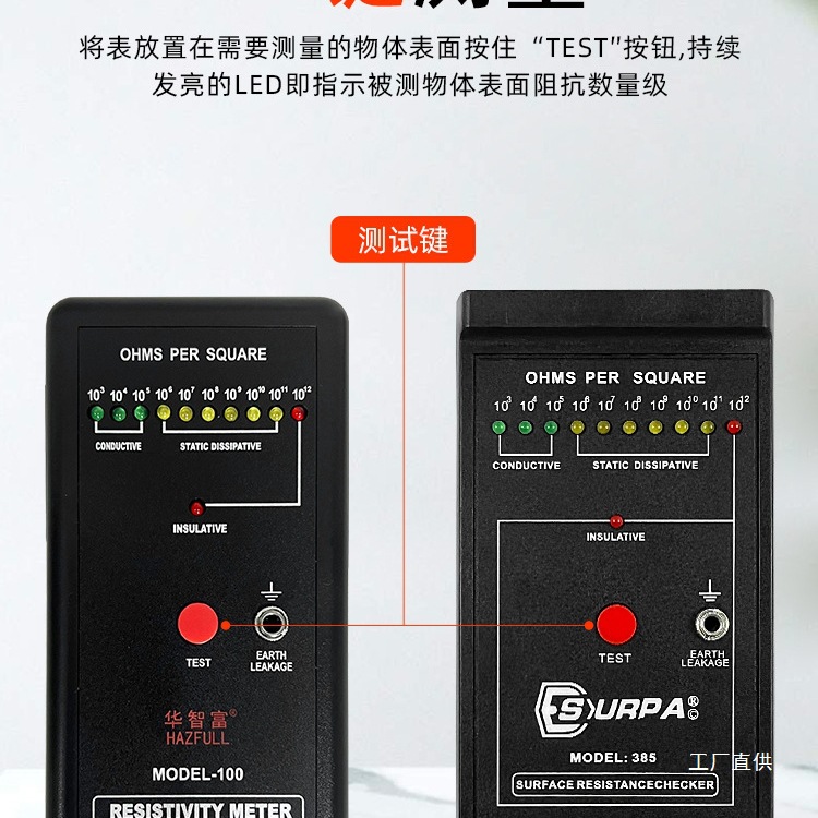 Electrostatic Resistance Meter Model-100 Anti-Static Surface Resistance Tester Impedance Meter Ds Resistance Detection Is Still Available