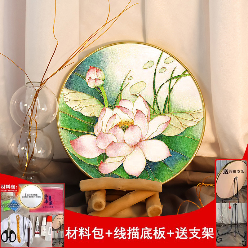 cloisonne diy cloisonne enamel material bag non-heritage handmade cloisonne enamel painting lotus chinese style decoration ornaments
