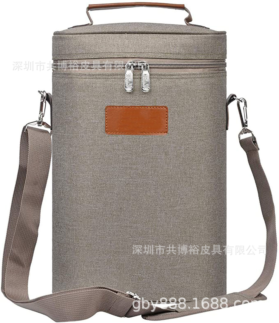 Factory Customized 2-piece red wine cooler bag polyester waterproof insulation bag outdoor picnic shoulder bag red wine bag
