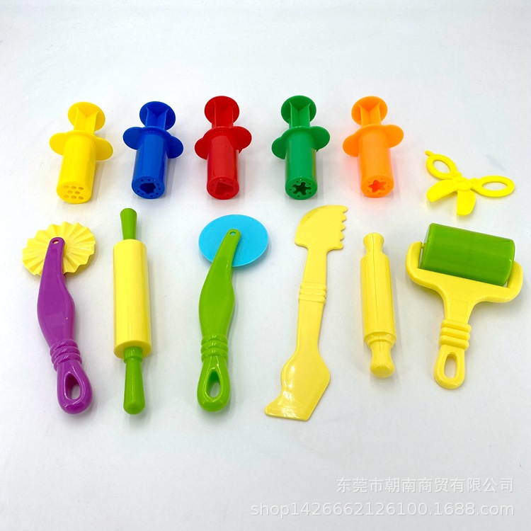 Cross-Border Supply of Art Class Creative Colored Clay Plasticine Kidsren's 12-Piece Syringe Noodle Machine Large Tool Wholesale Set