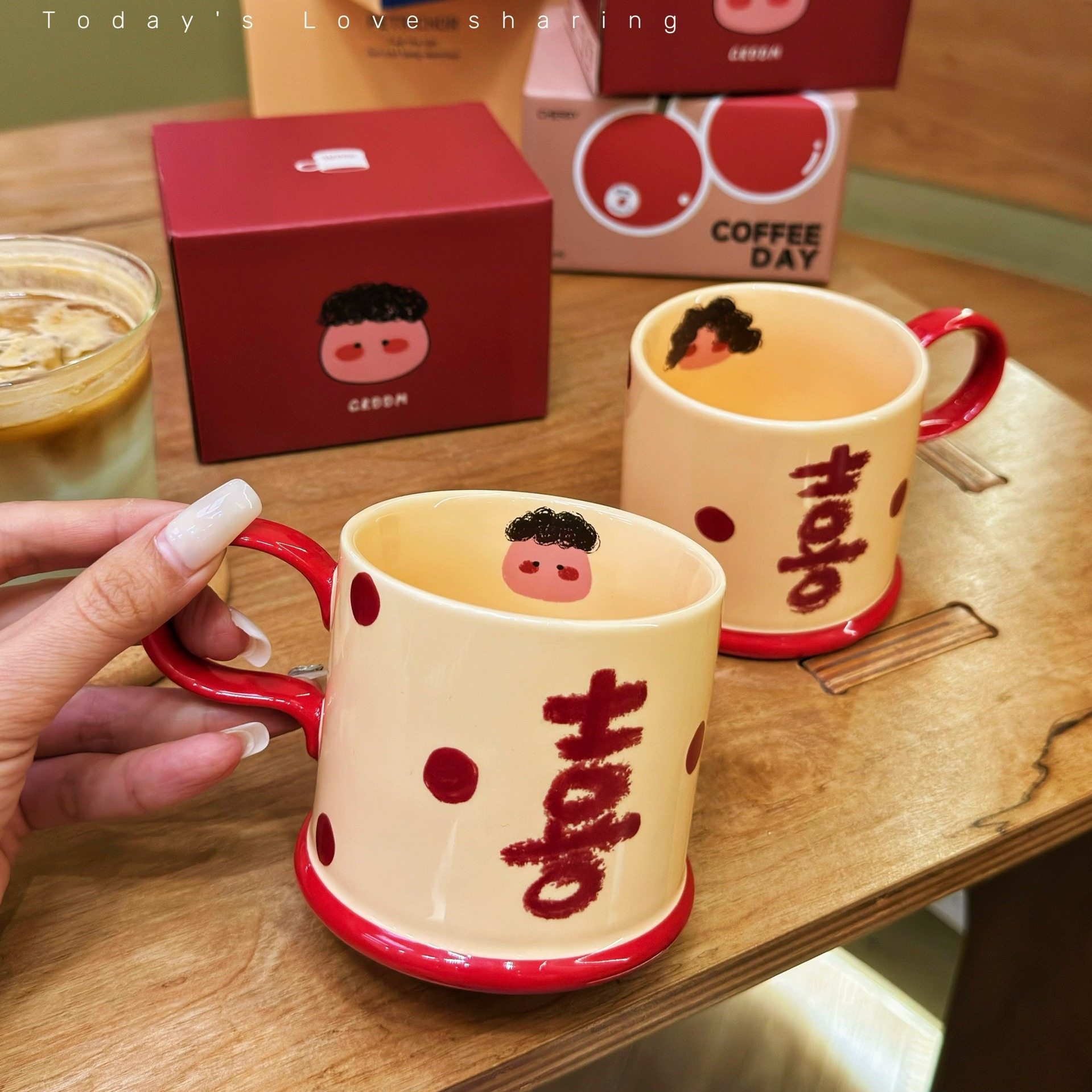 Wedding Wedding Wedding Gift for Bride Ceramic Mug High Color Value Couple Men's and Women's Gift Box Pair Cup Mouthwash Cup