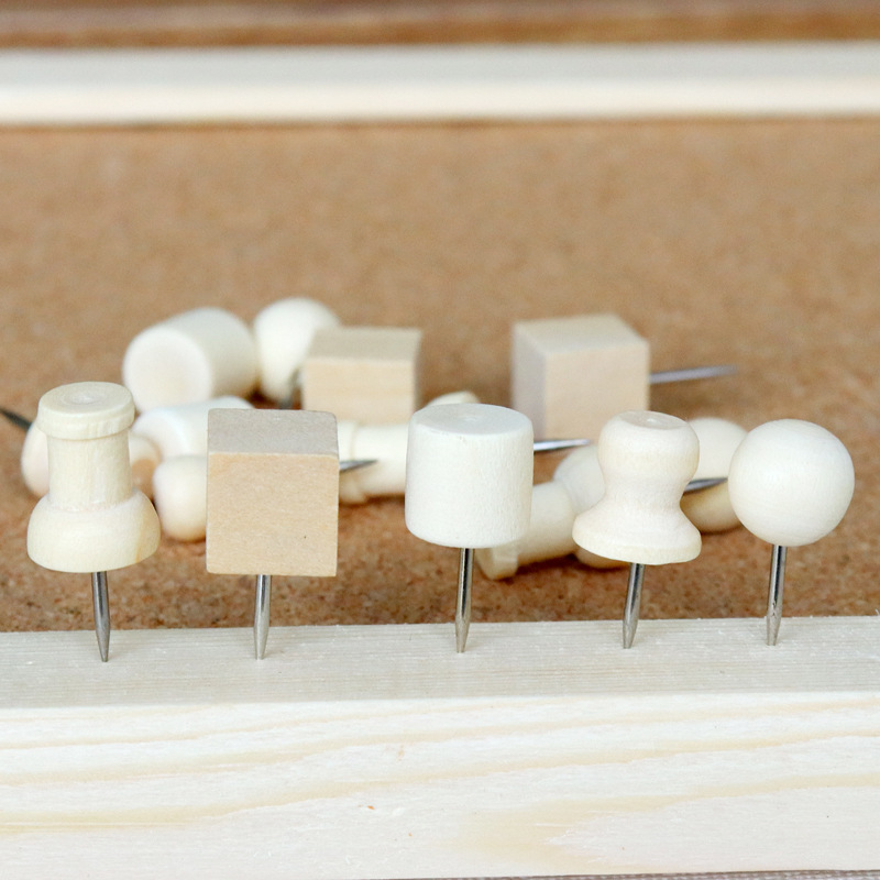Wooden thumbtacks INS cork board creative notice board nail photo wall I-nail tack art nail