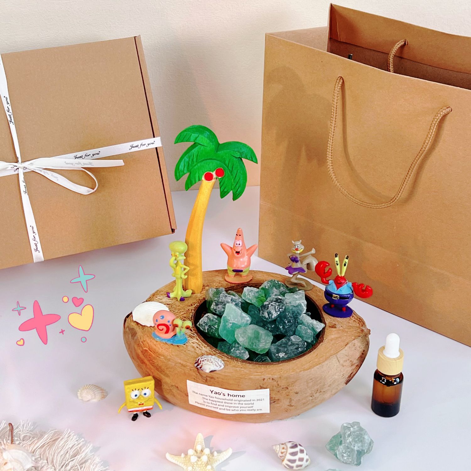 Coconut Boat Enlargement Stone Gift Box Coconut Shell Aromatherapy Birthday Gift for Girls Practical Gift for Best Friends and Girlfriends