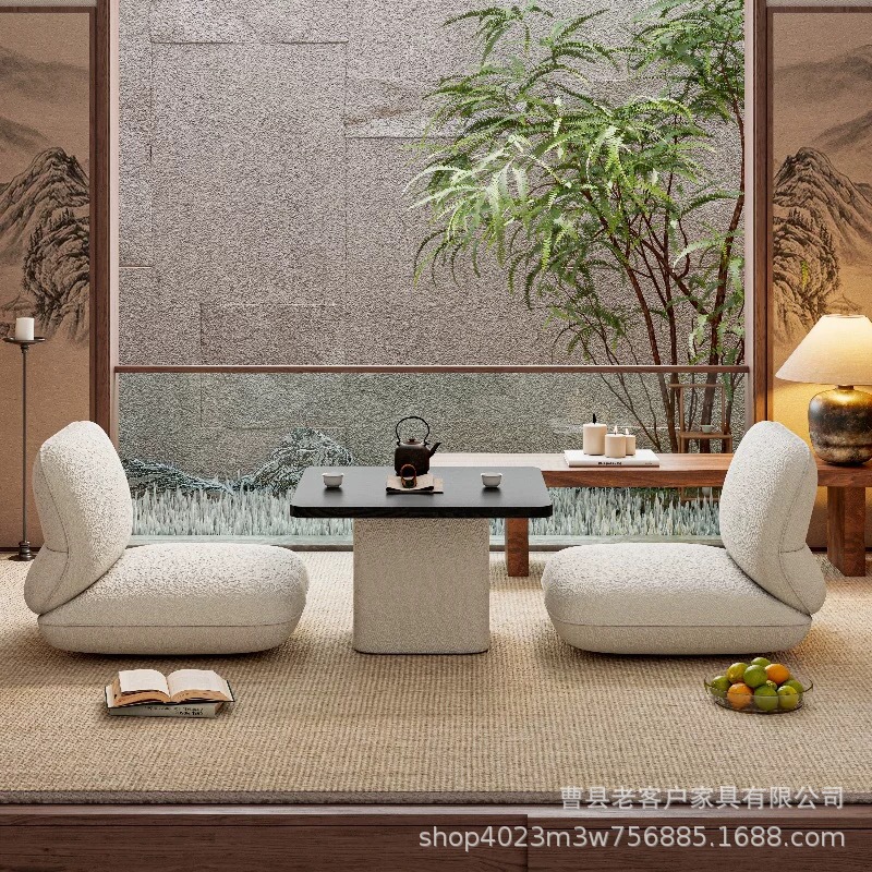 Square View Mountain Yunfu Bay Window Tables and Chairs Living Room Tatami Combination Solid Wood Designer Internet Celebrity Bedroom Small Coffee Table