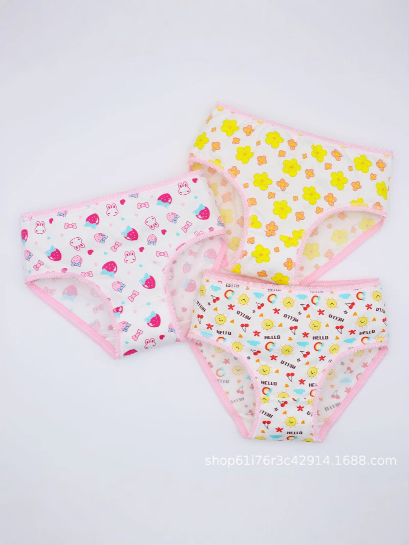 Foreign Trade Wholesale Cute Lady Cotton Small Floral Underwear Girls Printed Mixed Triangle Girls Pants Small Fresh