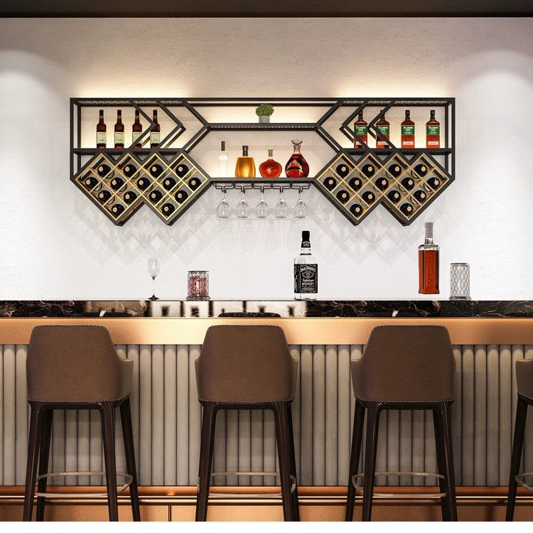 Wine Cabinet Modern Wall Hanging Simple Wall Wine Rack Wall-mounted Storage Rack Creative Restaurant Proofing Wine Wine Rack