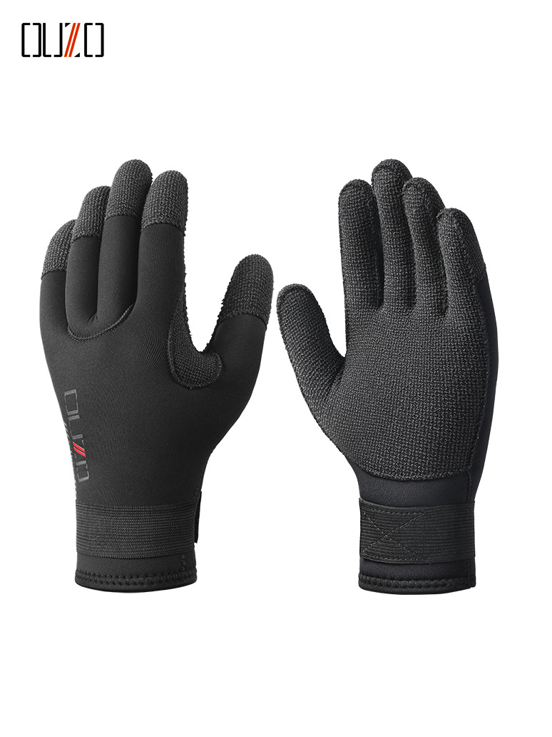 OUZO 5mm diving gloves thickened warm wear-resistant cut-resistant stab-resistant CR Kevlar gloves catch fish gloves factory