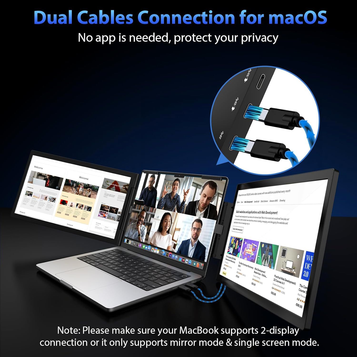 14-inch dual-screen portable display notebook expansion screen stock trading multi-screen folding peripheral sub-screen multi-function