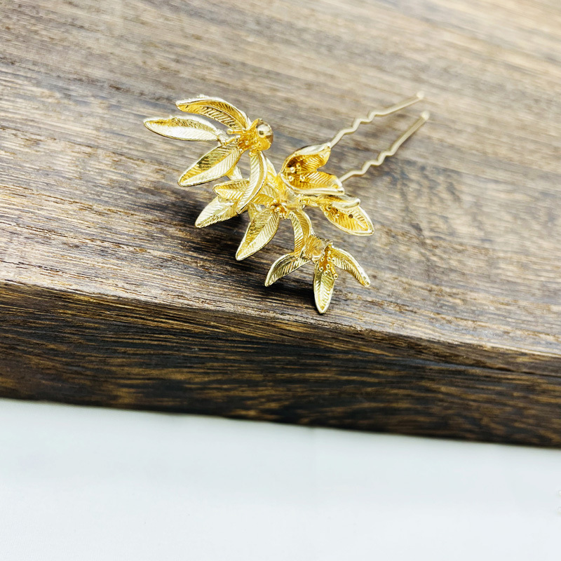 diy antique color-preserving alloy orchid Bauhinia hairpin bridal Hanfu headdress material accessories