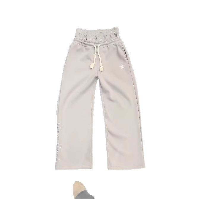 Cross-border European and American Double Waist Embroidered Sweatpants Men's and Women's Trendy Brand High Street Pants Fake Two-piece Pants Loose Wide-leg Pants