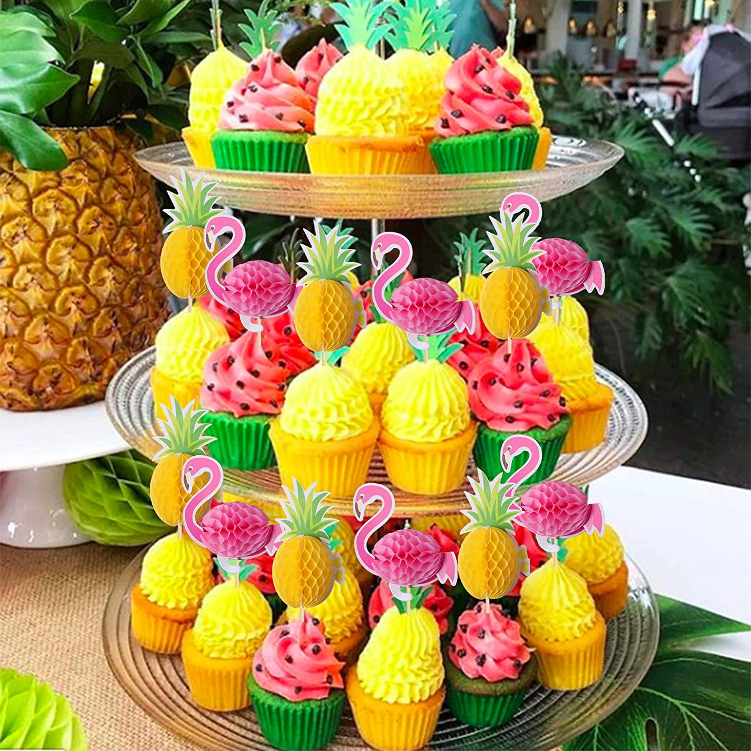 Disposable decorative pineapple stick stereo creative fruit stick wholesale Flamingo toothpick baking plug party
