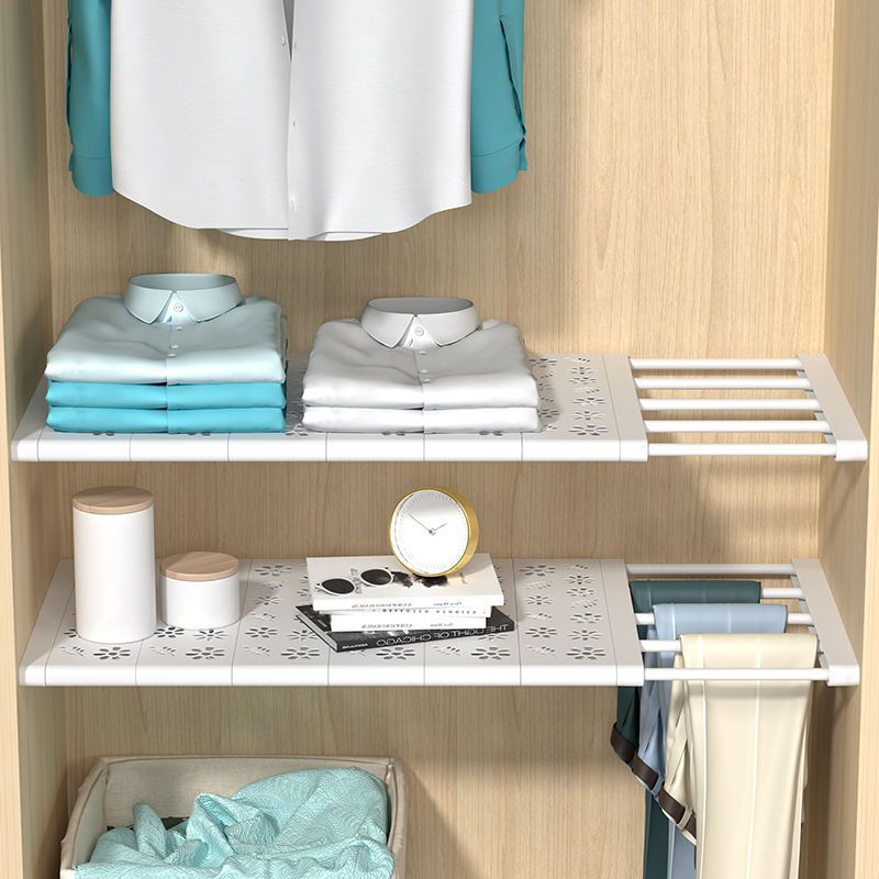 Wardrobe Layered Partitions Without Punching Retractable Storage Racks Wardrobe Shoe Cabinet Partitions Layered Bathroom Kitchen Storage Racks