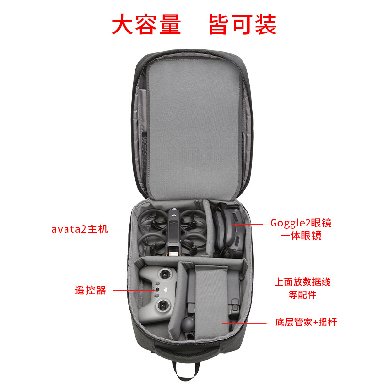 Suitable for Dji Avata2 Cosmetics Bag Dji Drone Flying Glasses Fpv Flying Machine Hard Shell Backpack