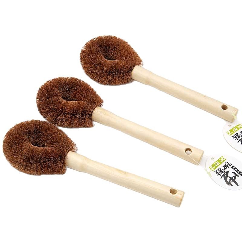 Coconut Palm Wood Handle Pot Brush Supermarket Linyi Daily Necessities 0.05kg Yuan Store Kitchen Cleaning Long Handle Palm Silk Pot and Bowl Brush