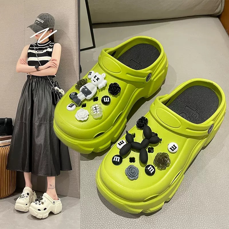 Women's thick-soled hole shoes new heightened non-slip fashion online popular beach sandals for outdoor summer wholesale