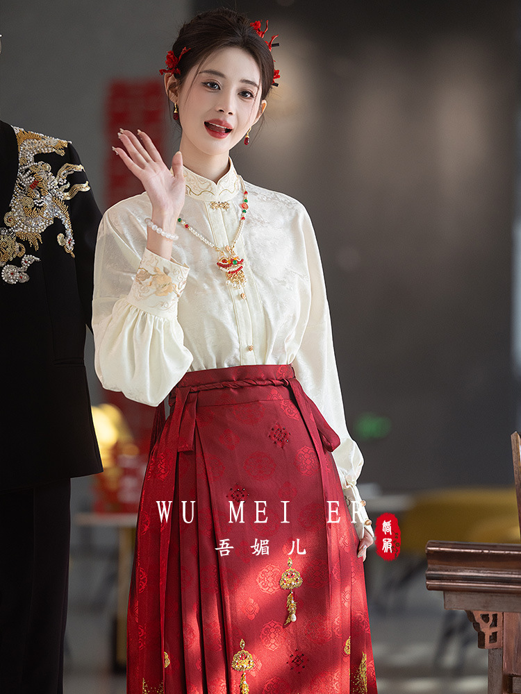 Horse Face Skirt suit 2025 New Chinese Style Engagement Dress Bride Guofeng Toast Dress Hanfu Top Wedding Dress for Women
