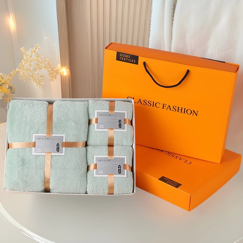 Коробка с полотенцем из кораллового велюра, набор полотенец для свадьбы, корпоративный подарок