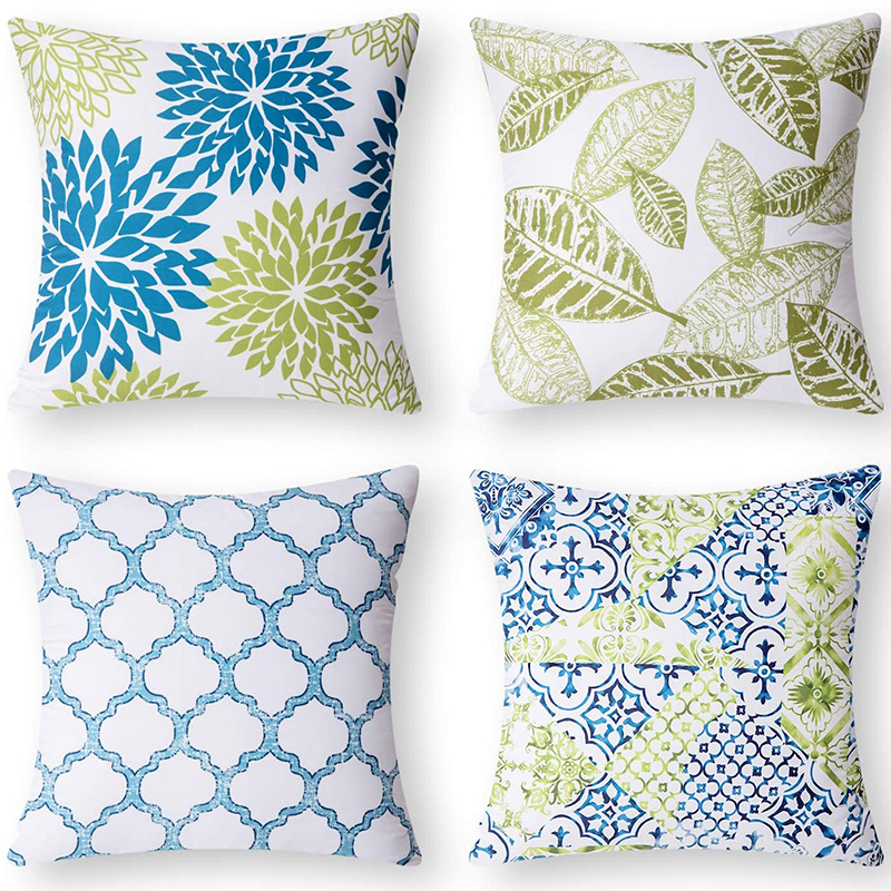 Cross-border popular simple geometric printing abstract floral linen pillowcase peach skin sofa pillowcase cushion cover