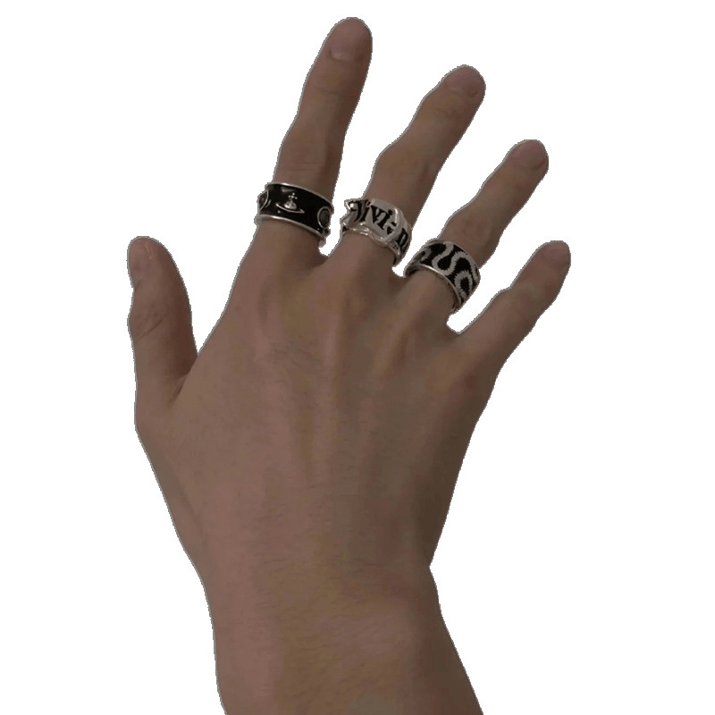 Queen Mother Vivian King Cat Eye Ring Cute Creative Paint