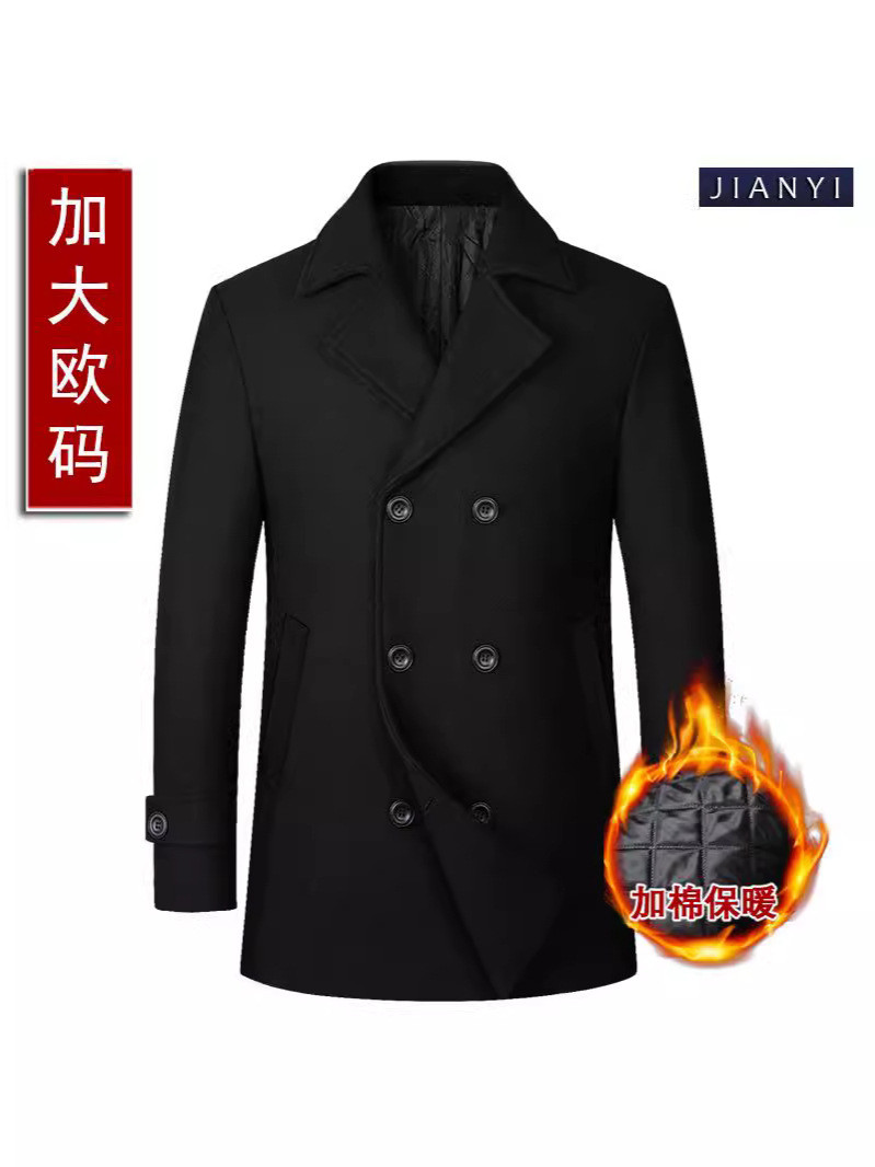 Autumn and Winter New European-sized Men's Wool Coat Fashionable Double-breasted Lapel Mid-length Wool Coat for Men