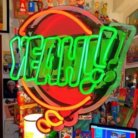 Yeah, Glass Neon Light Pendant Sign, Colored Glass Sign, Ambient Light